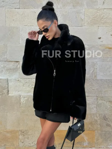 Черная косуха (куртка) из скандинавской норки - фото 5