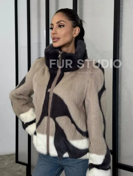 Норковая шуба - бомбер на молнии - фото 8