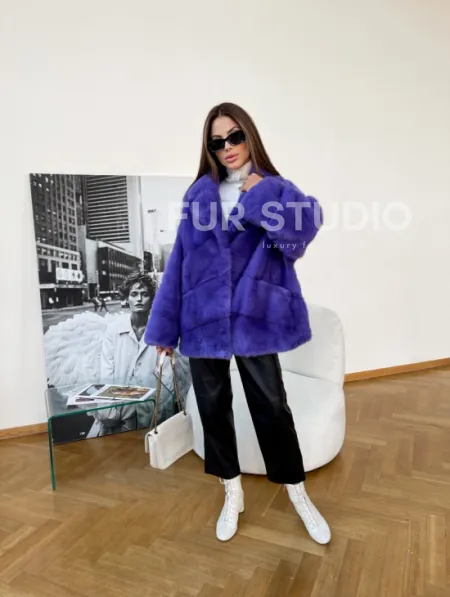 Полушубок норковый с английским воротником - фото 2