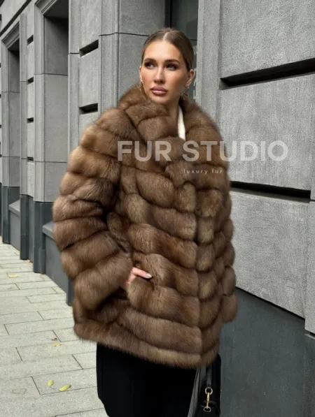 Шуба из куницы с воротником шаль - фото 13