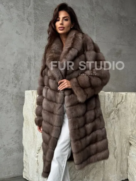 Шуба из куницы средней длины - фото 5