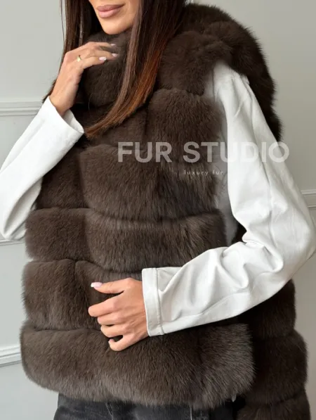 Меховая манишка под соболь из песца - фото 1