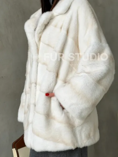 Полушубок норковый в цвете паломино - фото 3