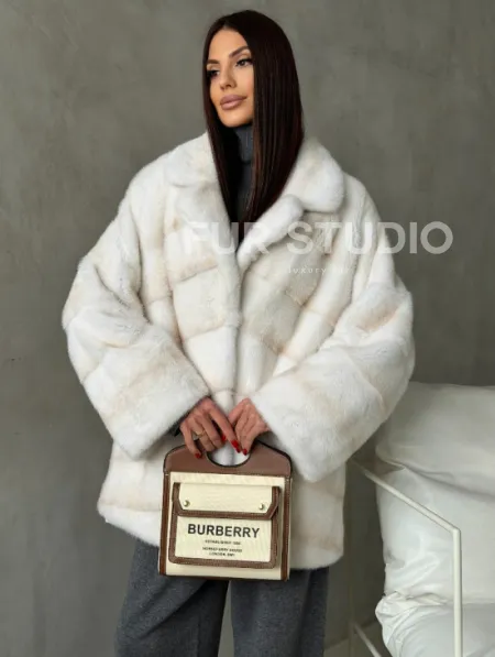 Полушубок норковый в цвете паломино - фото 7