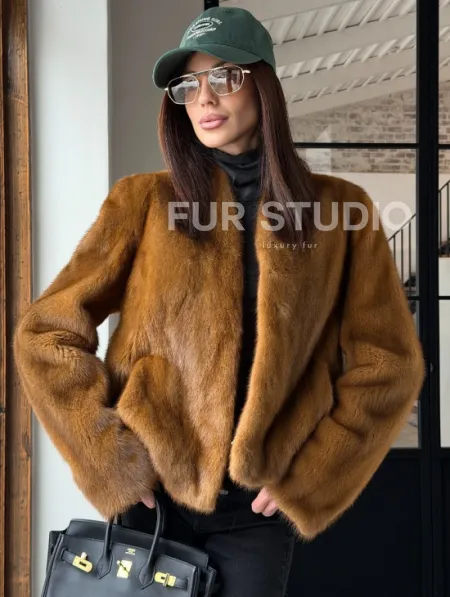 Меховой жакет из золотой норки - фото 0