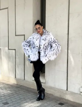 Шуба из меха лисы под рысь - цвет белый, PREMIUM COLLECTION - фото 13