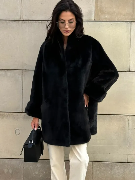 Черная короткая шуба из меха норки Blackglama - фото 7