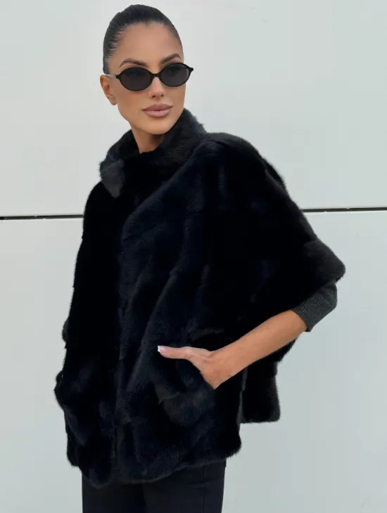 Курточка-жилет трансформер из меха норки с капюшоном - фото 3