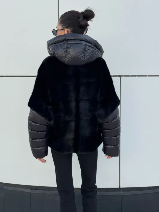 Курточка-жилет трансформер из меха норки с капюшоном - фото 8