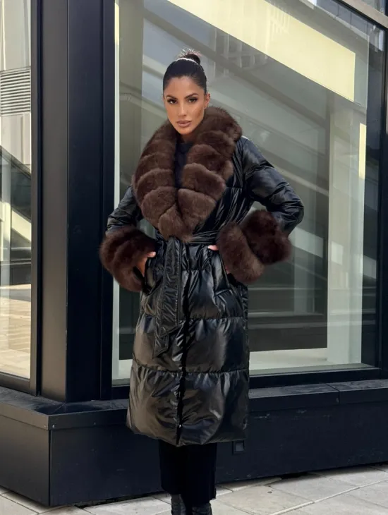 Зимний женский пуховик с воротником из меха финского песца - фото 8