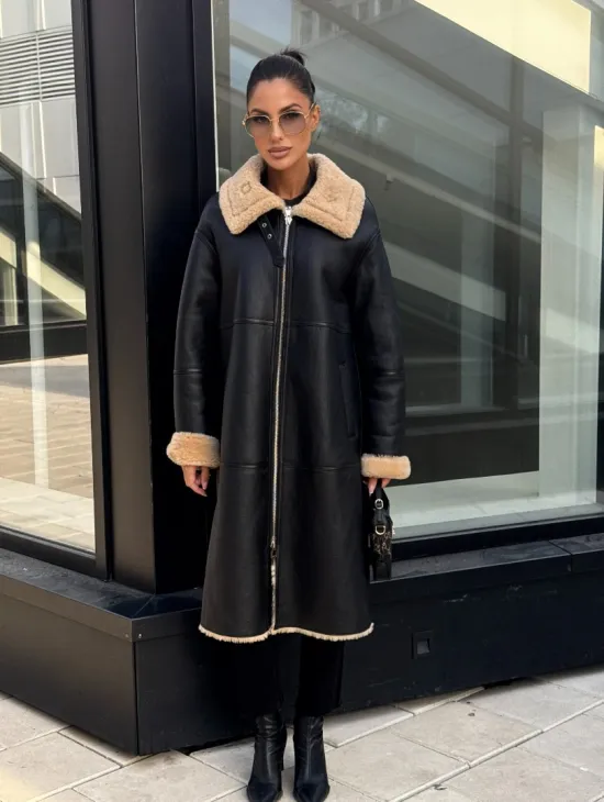 Женская натуральная дубленка из кожи силка - фото 6