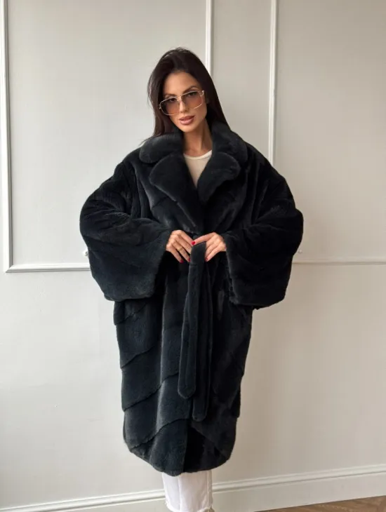 Шуба норковая фасон кимоно паркет из меха аукционной норки Kopenhagen Fur - фото 11