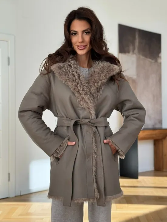 Двусторонняя шуба - дублёнка из меха испанского тиградо - фото 7