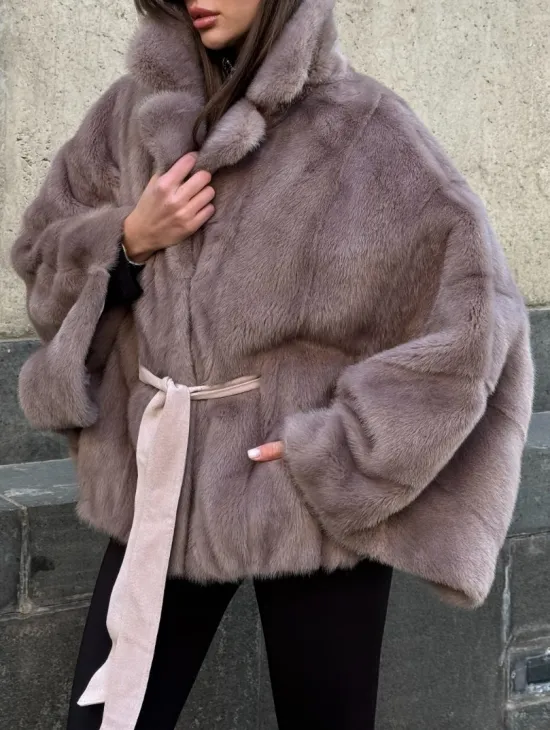 Автоледи из норки под пояс, фасон 