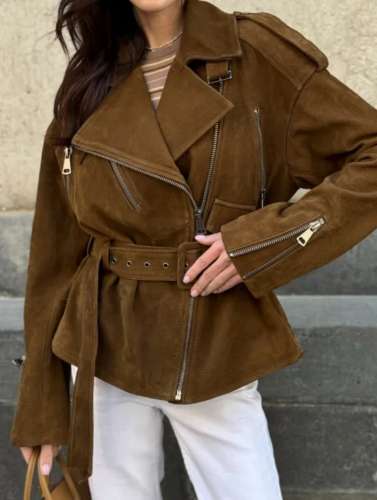 Косуха из натуральной замши под пояс 