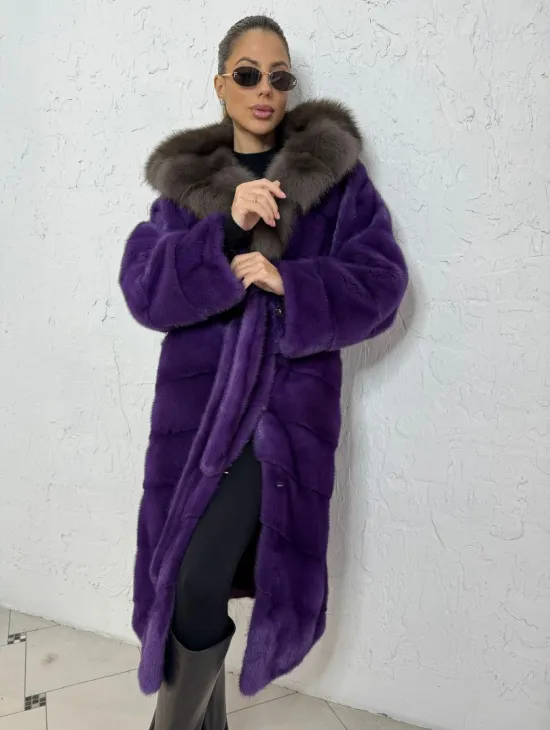 Норковое кимоно из меха Nafa в благородном топовом оттенке - фото 0