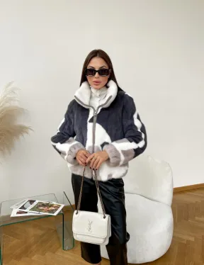 Модная норковая куртка на молнии - фото 4