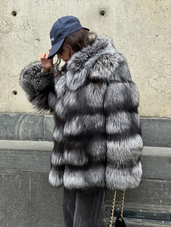 Шуба из чернобурки воротник стойка - фото 8
