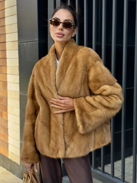 Норковый жакет Gold воротник V-образный - фото 5