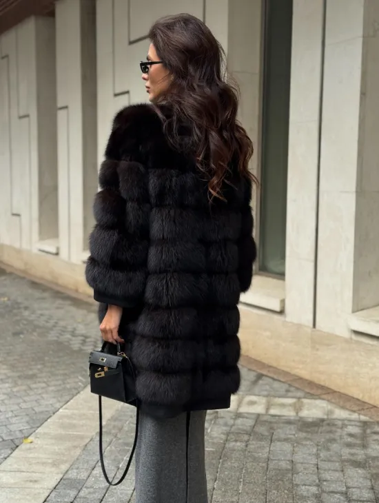 Пальто из куницы с отделкой кашемира - фото 4