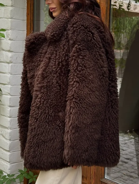 Дубленка двухсторонняя женская - цвет коричневый - фото 2