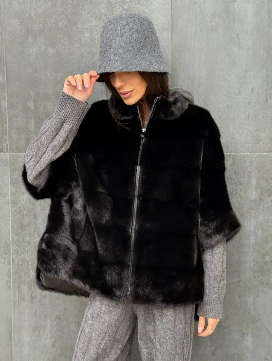 Черная норковая кофта - фото 6