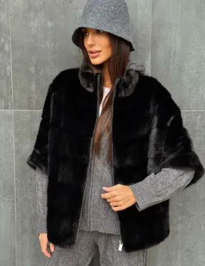 Черная норковая кофта - фото 1