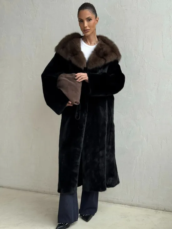 Норка кимоно BLACKGLAMA С капюшоном - фото 0