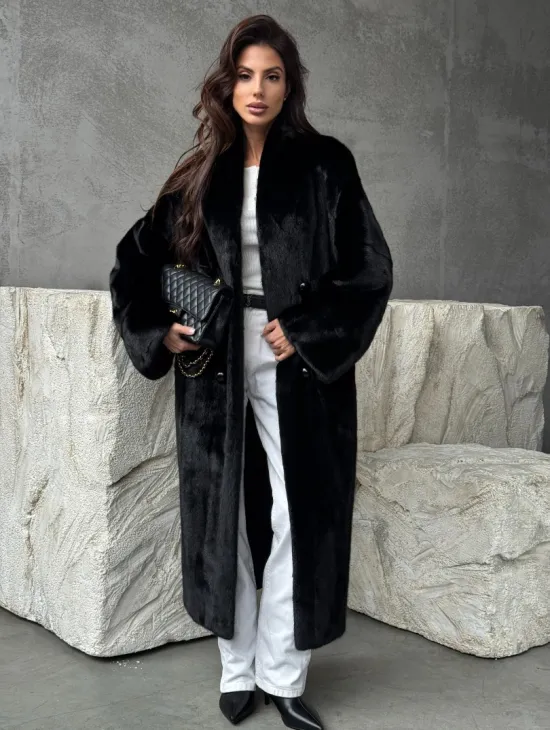 Черная норковая шуба из меха Saga furs - фото 5