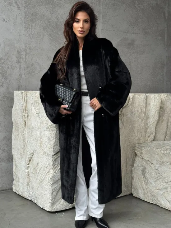 Черная норковая шуба из меха Saga furs - фото 3