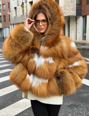 Шуба из лисы с капюшоном - фото 5