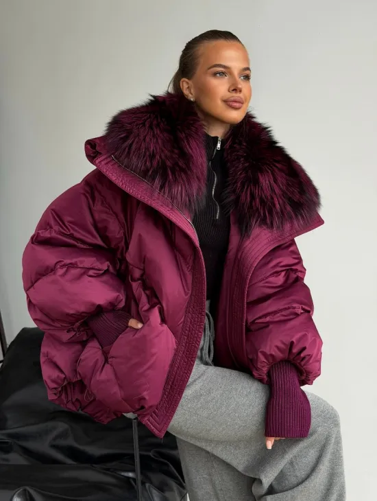 Пуховик с мехом чернобурки - фото 6