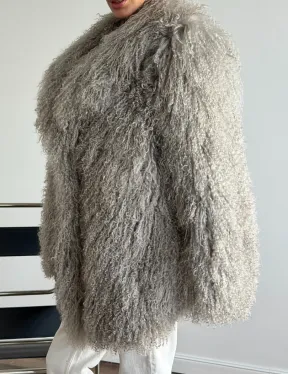 Серая шуба из ламы - фото 3