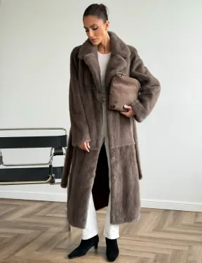 Прямая норковая шуба с поясом - фото 5