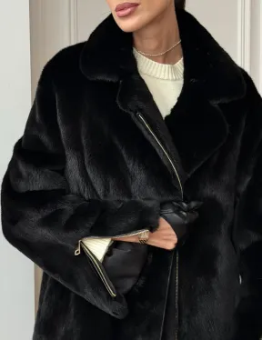 Черная норковая косуха - фото 1