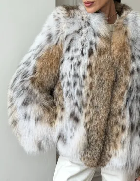 Шуба из натурального меха рыси - фото 1