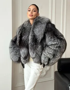 Кроп-шуба из чернобурой лисы - фото 8