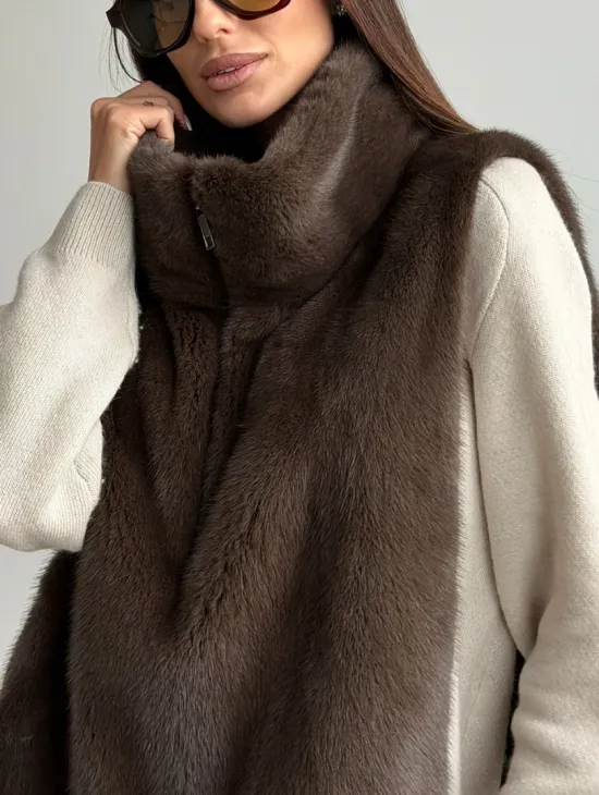 Женская меховая манишка - мех норка - фото 3