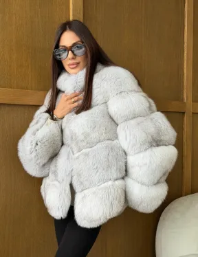 Шуба из натурального песца - стойка воротник - фото 12