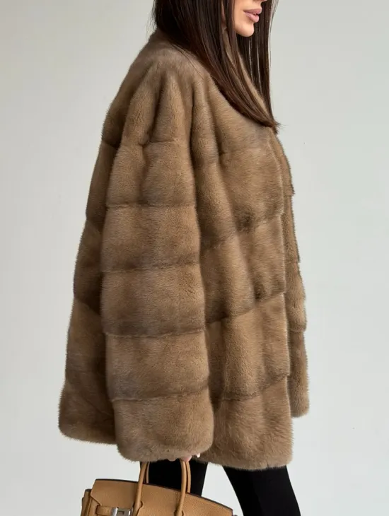 Полушубок пастель мех норка - фото 4