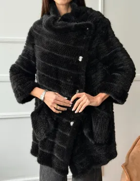 Меховое пальто из вязаной норки - фото 2