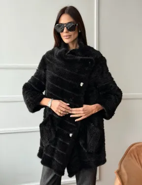 Меховое пальто из вязаной норки - фото 8