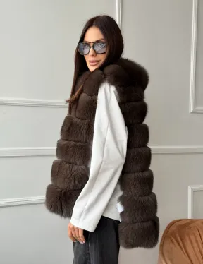 Меховая манишка под соболь из песца - фото 12