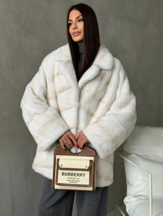 Полушубок норковый в цвете паломино - фото 7