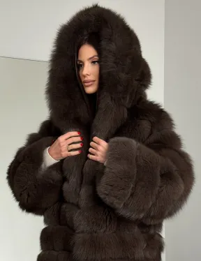 Шуба из песца с капюшоном - фото 10