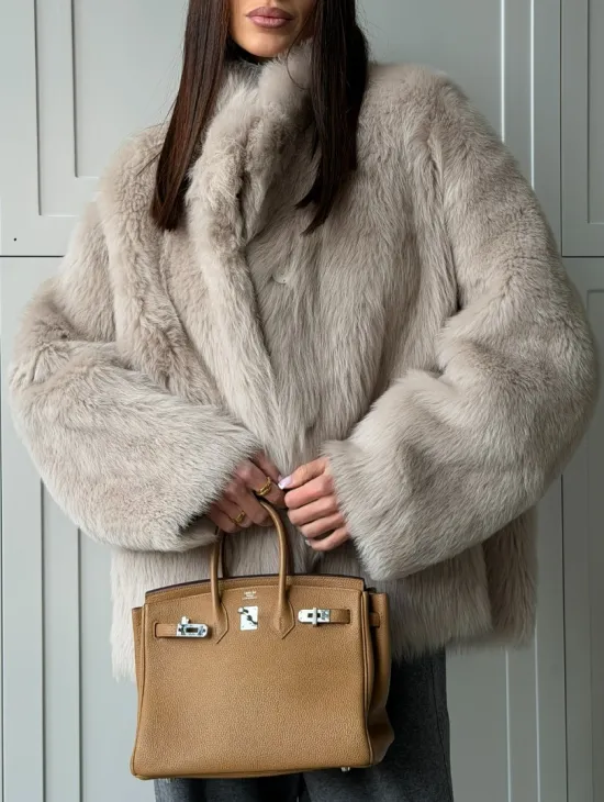Бежевая дубленка из тосканы - фото 4