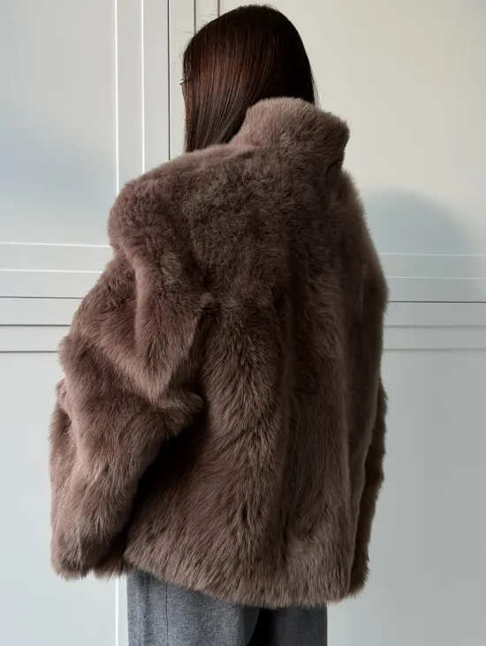 Дубленка из тосканы цвет taupe - фото 5