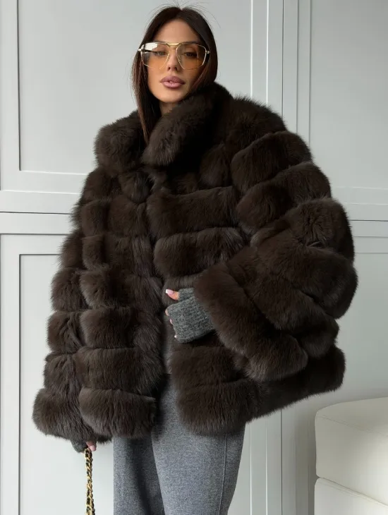 Шуба из натурального песца под соболь - фото 5