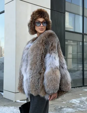 Шуба - летучка из меха рыси - фото 18