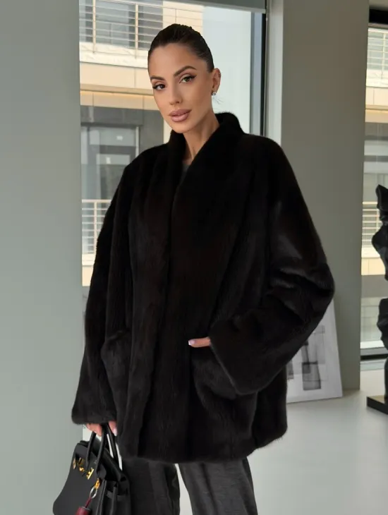 Модный норковый жакет «тренд 2026» Dark Espresso - фото 9